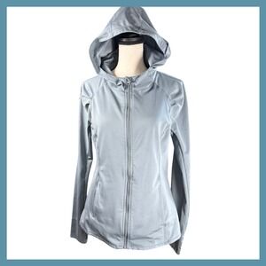 Yogalicious Womens Full Zip Hoodie Jacket Athletic Activewear Gray Thumb Holes M